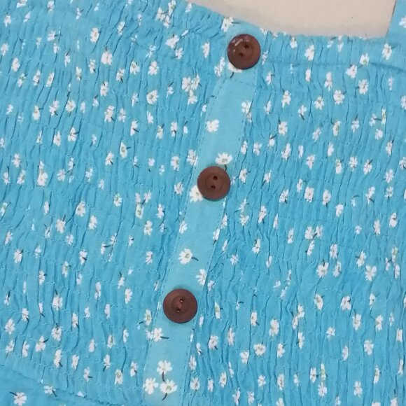 🇨🇦 Girls Rayon Dress, Sky Blue with Daisies - Picture 5 of 7